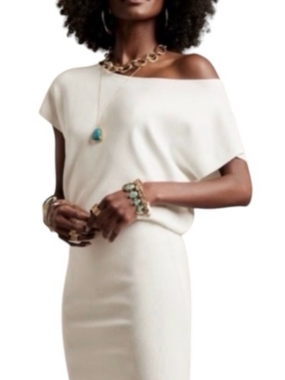 NWT Banana Republic Off-Shoulder Cream Women's Dress
